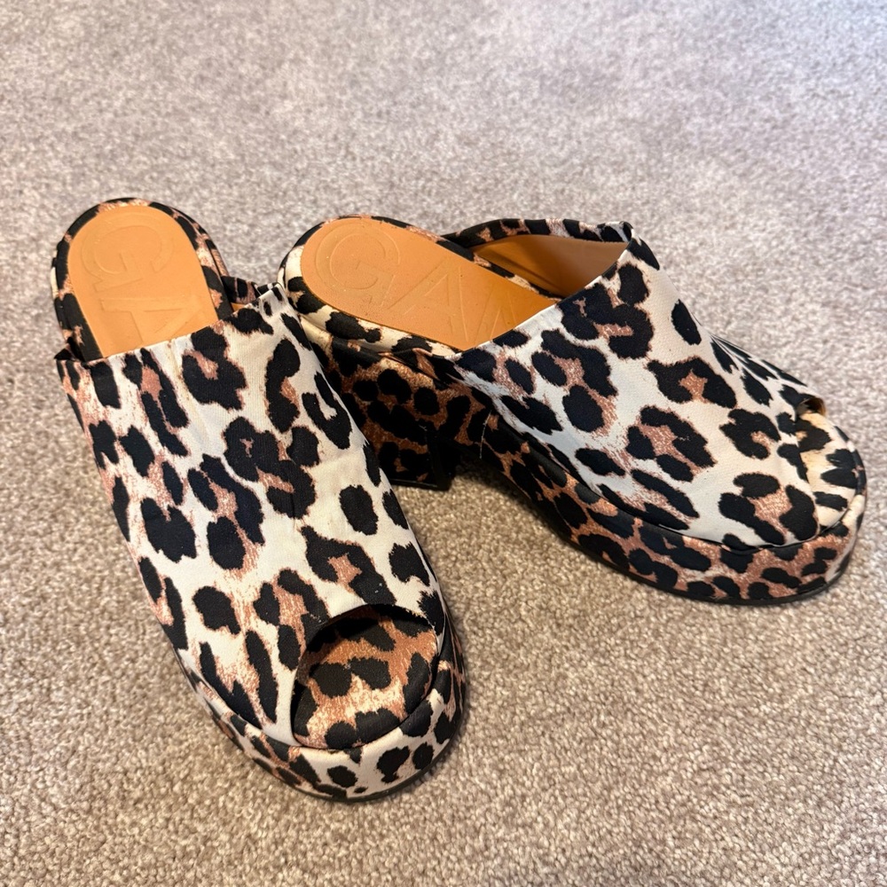 Ganni leopard print platform sandals size 38